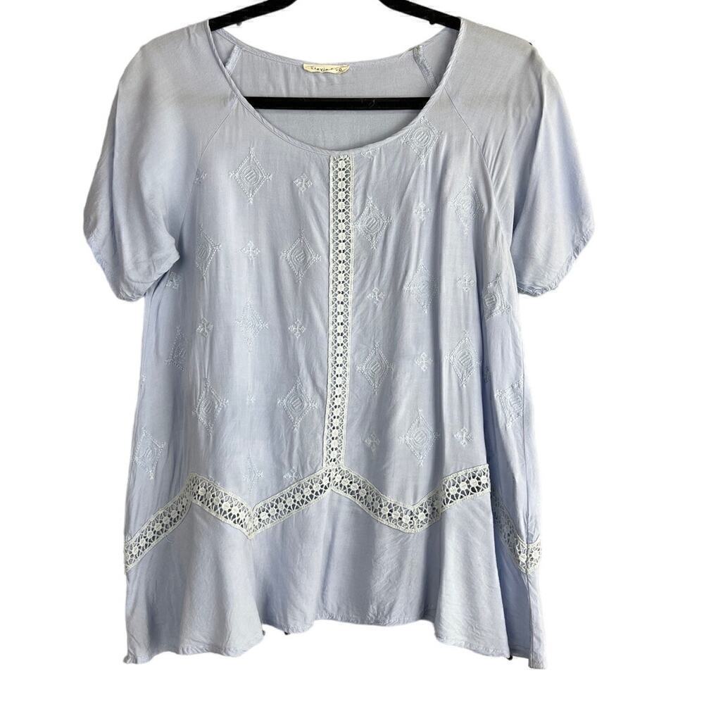 Stevie & Co Baby Blue Boho Blouse Size S